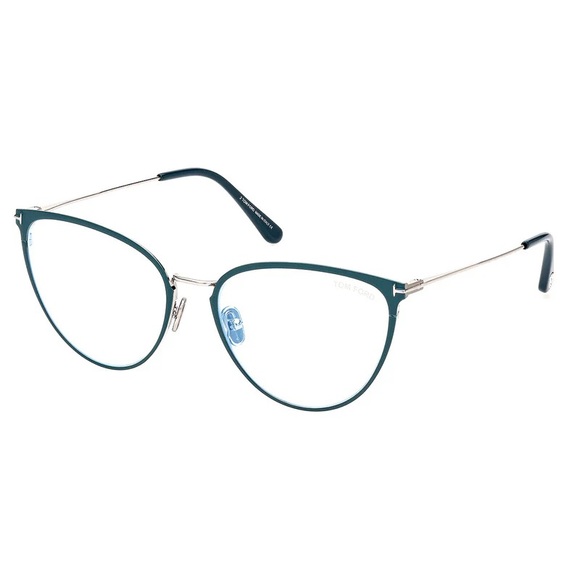 Tom Ford FT5840-B 087 Shiny Turquoise/Palladium/Clear Blue Light Block 56mm - Picture 1 of 1